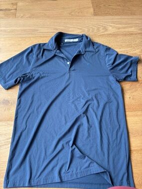 Criquet mens short sleeve polo medium blue